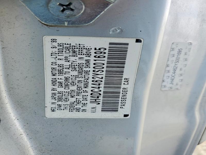Aukcja sprzedaży 2000 Acura Integra, vin: JH4DC4462YS001695, numer aukcji: 51923616