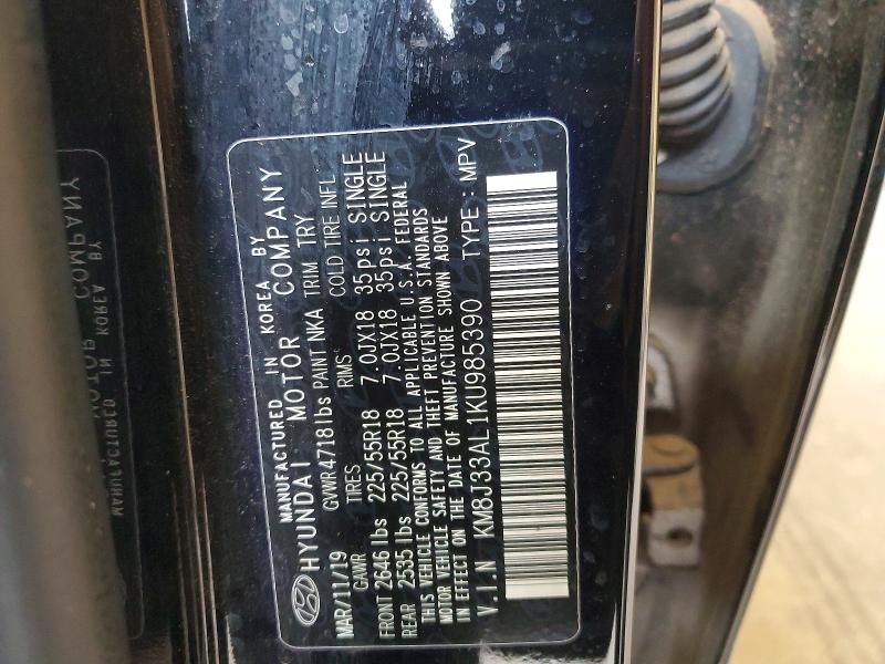 Продажа на аукционе авто 2019 Hyundai Tucson, vin: KM8J33AL1KU985390, номер лота: 54119266