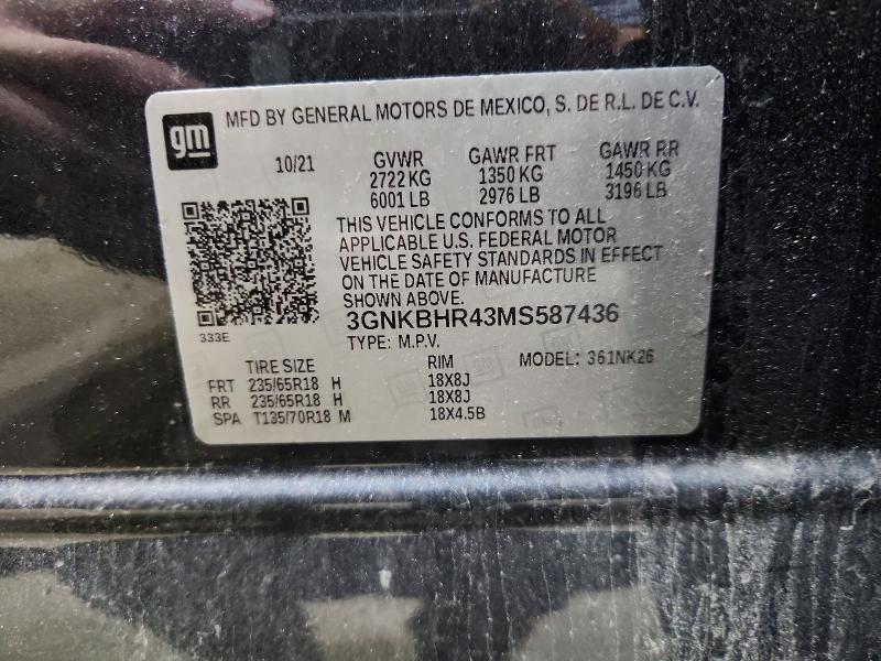 Продажа на аукционе авто 2021 Chevrolet Blazer, vin: 3GNKBHR43MS587436, номер лота: 54786676