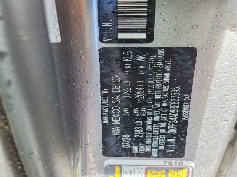 52616166 :رقم المزاد ، 3KPF24AD8RE837595 vin ، 2024 Kia Forte مزاد بيع