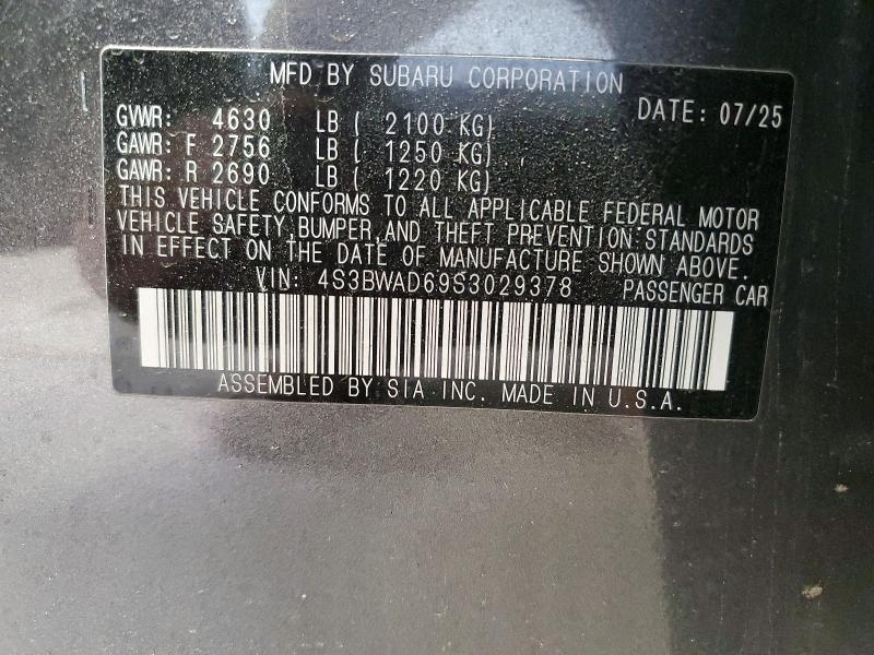 Aukcja sprzedaży 2025 Subaru Legacy, vin: 4S3BWAD69S3029378, numer aukcji: 52838946