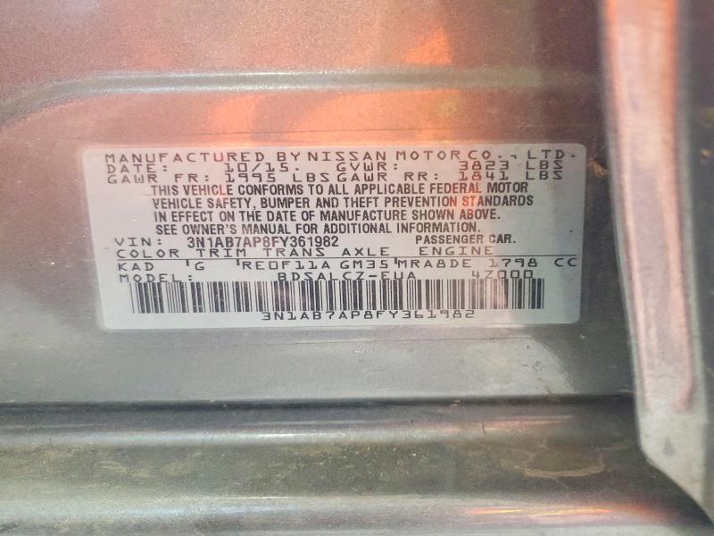 Продаж на аукціоні авто 2015 Nissan Sentra, vin: 3N1AB7AP8FY361982, номер лоту: 54220206