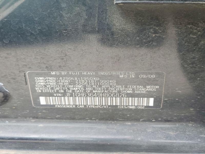 52375816 :رقم المزاد ، JF1GH63649H806826 vin ، 2009 Subaru Impreza مزاد بيع