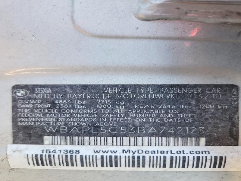 Продажа на аукционе авто 2011 Bmw 335, vin: WBAPL5C53BA742123, номер лота: 52368826