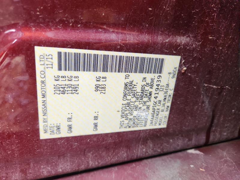 Aukcja sprzedaży 2016 Nissan Maxima, vin: 1N4AA6AP1GC419439, numer aukcji: 53992016