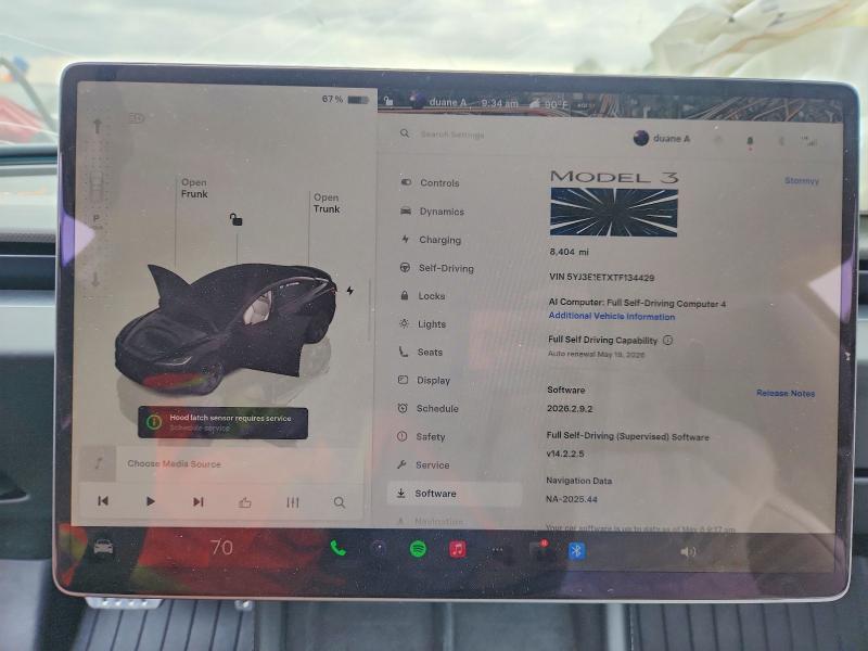 Продажа на аукционе авто 2026 Tesla Model 3, vin: 5YJ3E1ETXTF134429, номер лота: 52469706