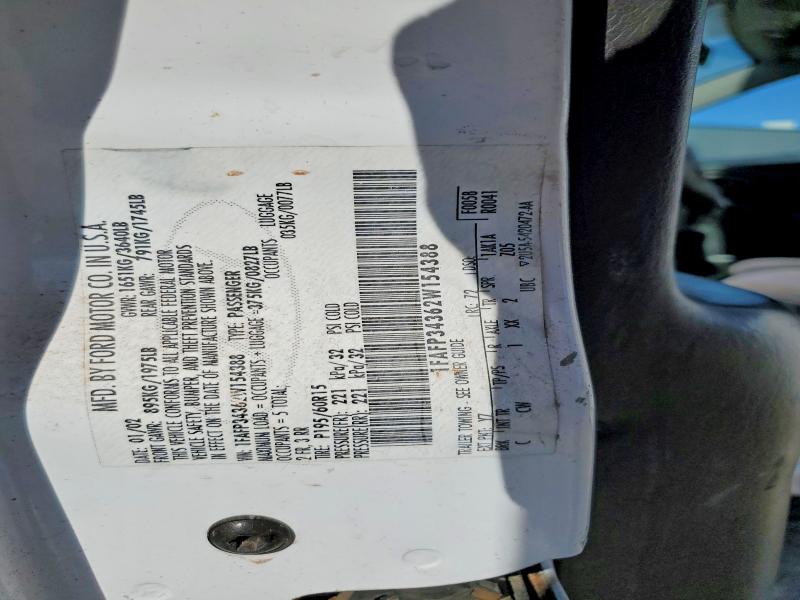 54706756 :رقم المزاد ، 1FAFP34362W154388 vin ، 2002 Ford Focus مزاد بيع