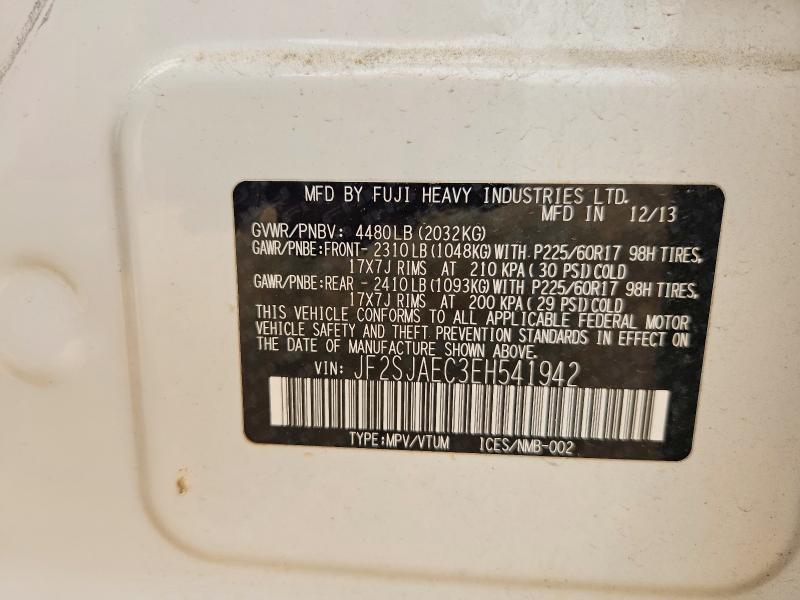 54251866 :رقم المزاد ، JF2SJAEC3EH541942 vin ، 2014 Subaru Forester مزاد بيع