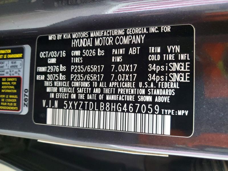 Продаж на аукціоні авто 2017 Hyundai Santa Fe Sport, vin: 5XYZTDLB8HG467059, номер лоту: 53087976