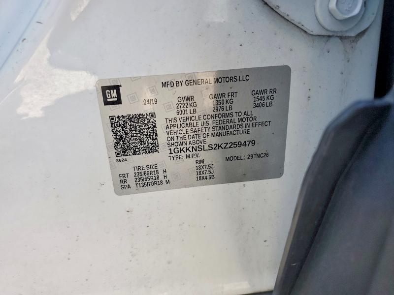 Aukcja sprzedaży 2019 Gmc Acadia, vin: 1GKKNSLS2KZ259479, numer aukcji: 54985596