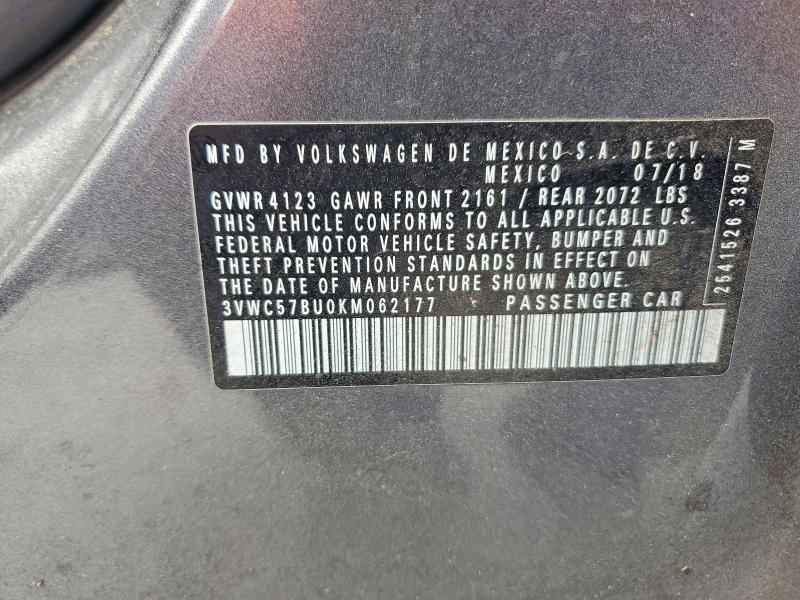 Продаж на аукціоні авто 2019 Volkswagen Jetta, vin: 3VWC57BU0KM062177, номер лоту: 54955416