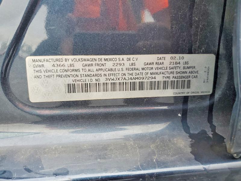 Продажа на аукционе авто 2010 Volkswagen Jetta, vin: 3VWJX7AJ4AM097294, номер лота: 55276736