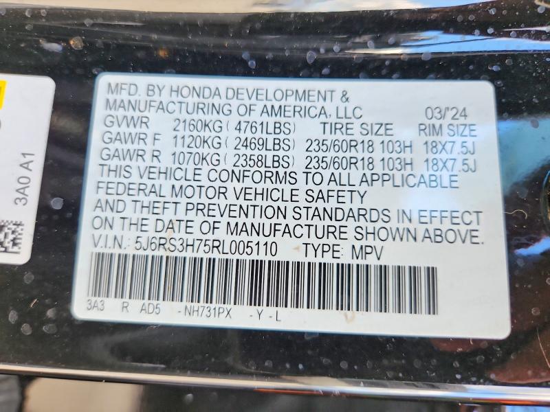 Aukcja sprzedaży 2024 Honda Cr-v, vin: 5J6RS3H75RL005110, numer aukcji: 53047706