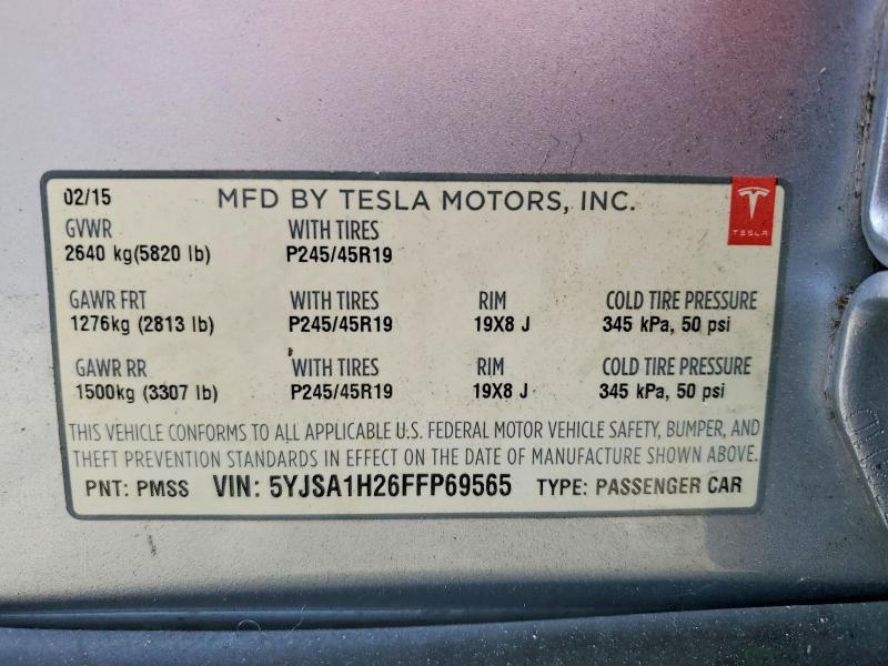 Продажа на аукционе авто 2015 Tesla Model S, vin: 5YJSA1H26FFP69565, номер лота: 52884236