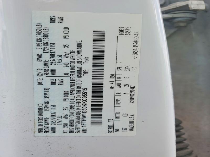 2019 Ford F150 მანქანა იყიდება აუქციონზე, vin: 1FTFW1E50KKC95515, აუქციონის ნომერი: 54156726