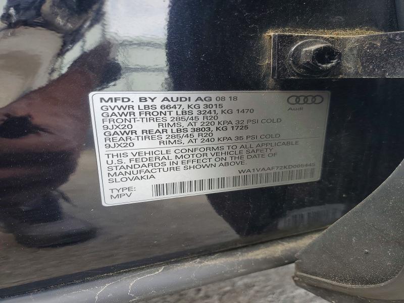 Aukcja sprzedaży 2019 Audi Q7, vin: WA1VAAF72KD005445, numer aukcji: 53029376