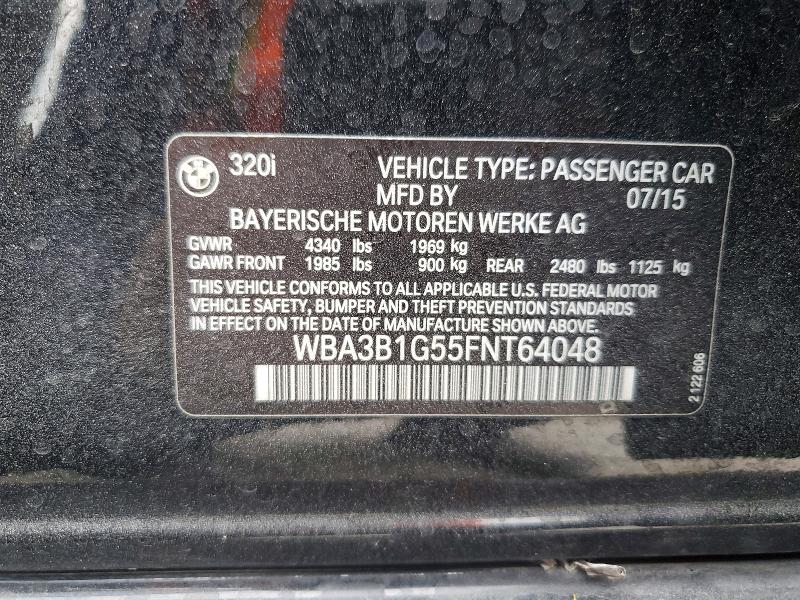 Aukcja sprzedaży 2015 Bmw 320, vin: WBA3B1G55FNT64048, numer aukcji: 53017496