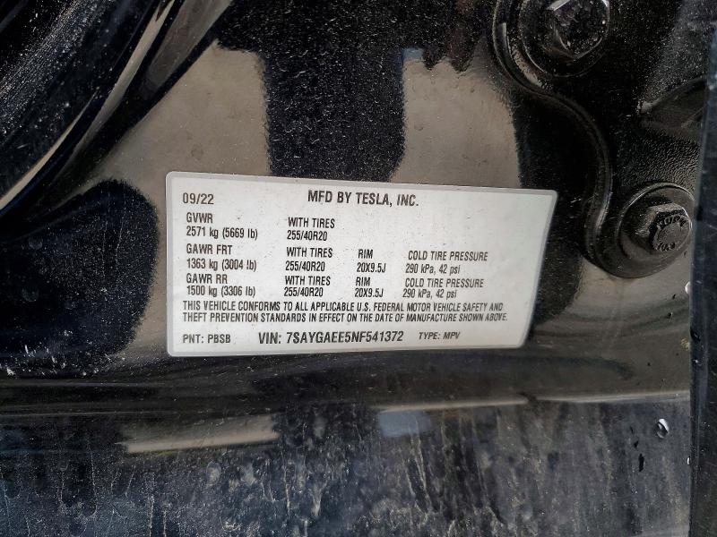 Продаж на аукціоні авто 2022 Tesla Model Y, vin: 7SAYGAEE5NF541372, номер лоту: 54280556
