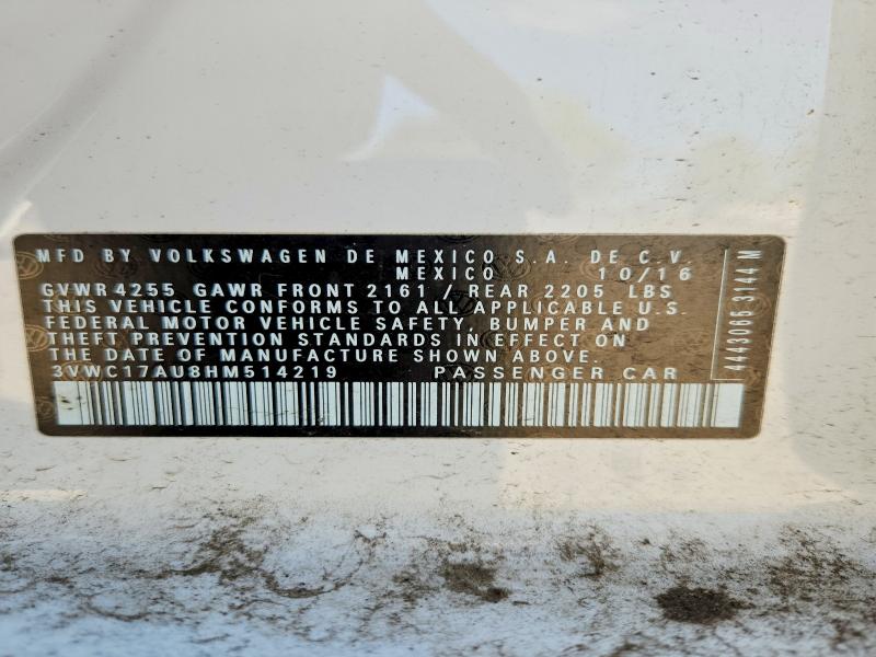 2017 Volkswagen Golf Sportwagen მანქანა იყიდება აუქციონზე, vin: 3VWC17AU8HM514219, აუქციონის ნომერი: 51718116