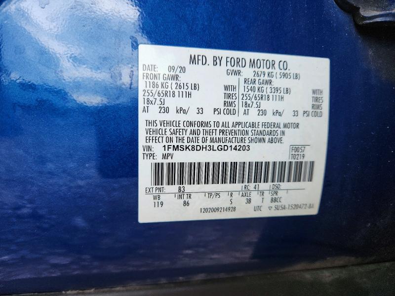 Aukcja sprzedaży 2020 Ford Explorer, vin: 1FMSK8DH3LGD14203, numer aukcji: 53051866
