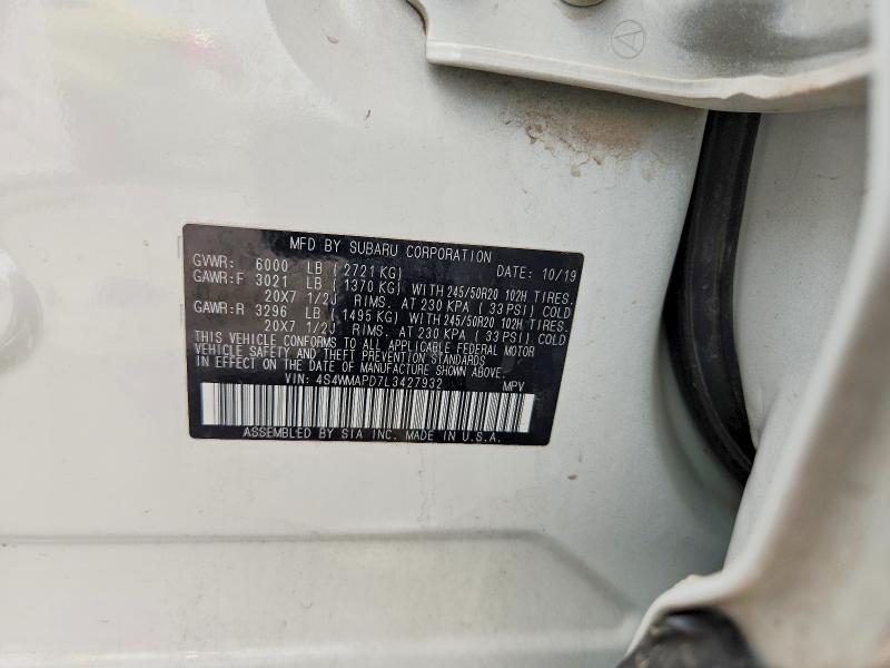 2020 Subaru Ascent მანქანა იყიდება აუქციონზე, vin: 4S4WMAPD7L3427932, აუქციონის ნომერი: 54978276