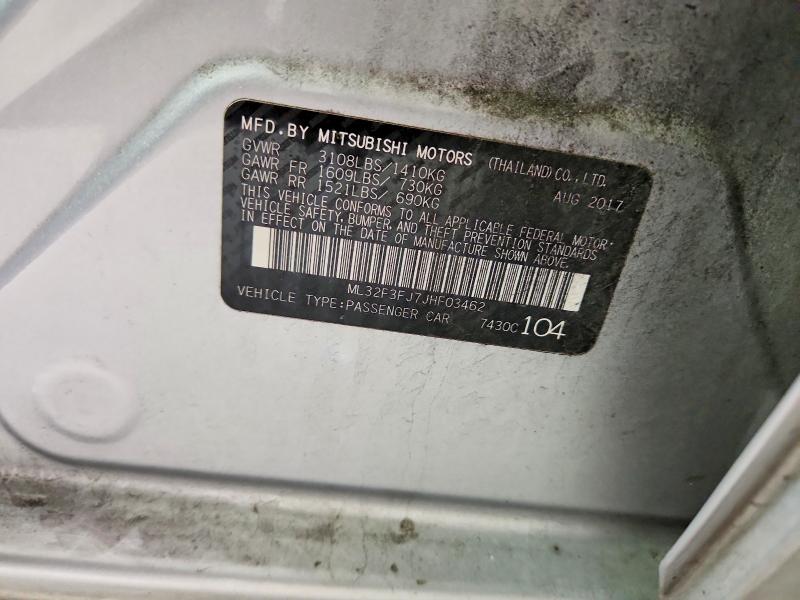 2018 Mitsubishi Mirage მანქანა იყიდება აუქციონზე, vin: ML32F3FJ7JHF03462, აუქციონის ნომერი: 54506486