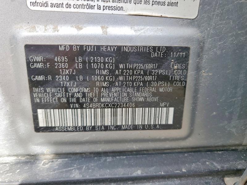 Продажа на аукционе авто 2012 Subaru Outback, vin: 4S4BRDKCXC2234406, номер лота: 52275636