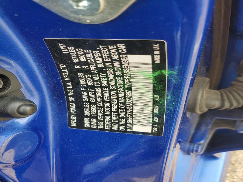 2018 Honda Civic მანქანა იყიდება აუქციონზე, vin: SHHFK7H51JU207897, აუქციონის ნომერი: 53766636
