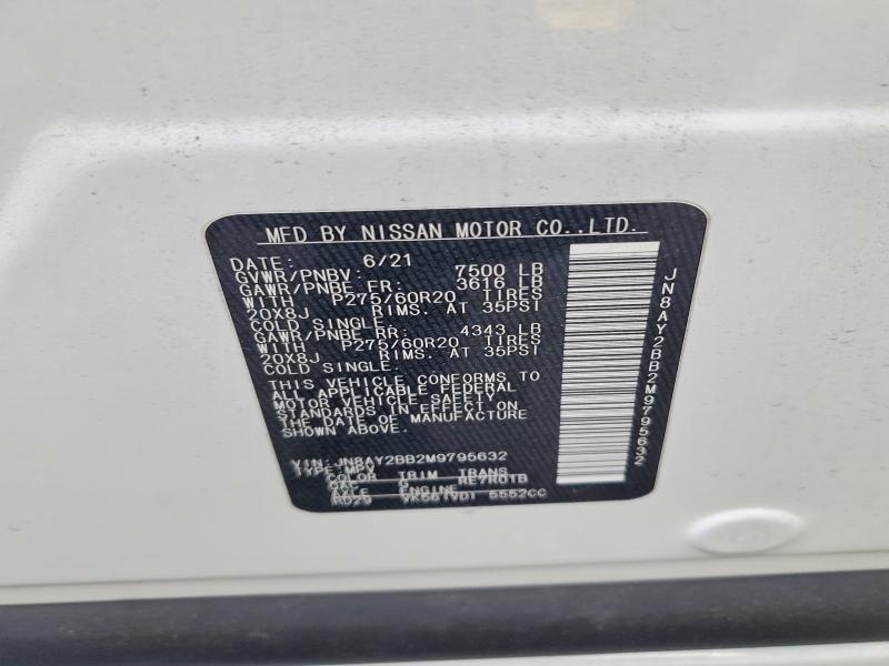 52184836 :رقم المزاد ، JN8AY2BB2M9795632 vin ، 2021 Nissan Armada مزاد بيع