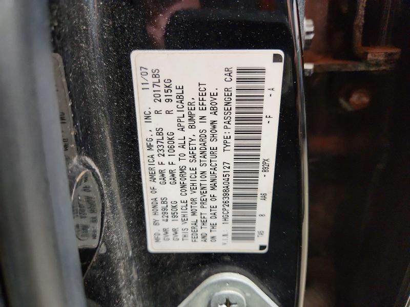 55046296 :رقم المزاد ، 1HGCP26398A045127 vin ، 2008 Honda Accord مزاد بيع
