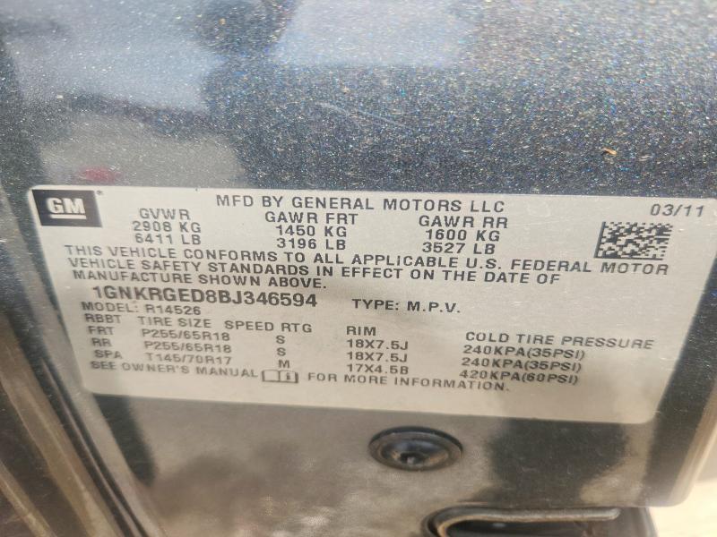 2011 Chevrolet Traverse მანქანა იყიდება აუქციონზე, vin: 1GNKRGED8BJ346594, აუქციონის ნომერი: 55180586