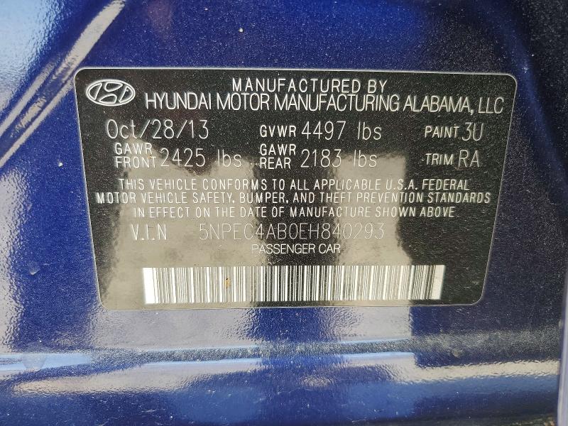 Продажа на аукционе авто 2014 Hyundai Sonata, vin: 5NPEC4AB0EH840293, номер лота: 52647746