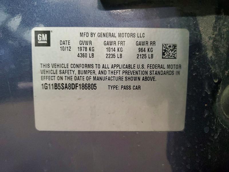 Продажа на аукционе авто 2013 Chevrolet Malibu, vin: 1G11B5SA8DF186805, номер лота: 53472326