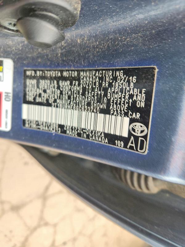 53111646 :رقم المزاد ، 2T1BURHE6GC623740 vin ، 2016 Toyota Corolla مزاد بيع