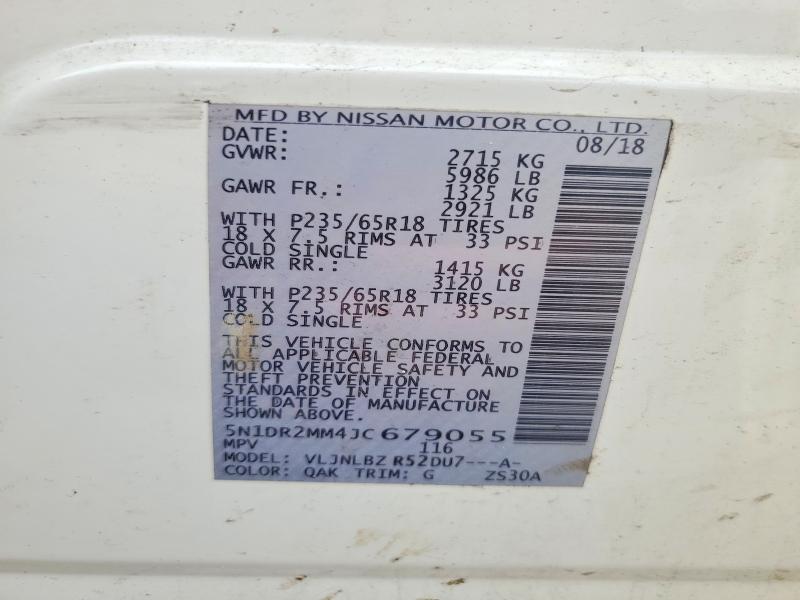 Продаж на аукціоні авто 2018 Nissan Pathfinder, vin: 5N1DR2MM4JC679055, номер лоту: 54506326