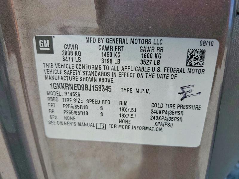 2011 Gmc Acadia მანქანა იყიდება აუქციონზე, vin: 1GKKRNED9BJ158345, აუქციონის ნომერი: 53876936