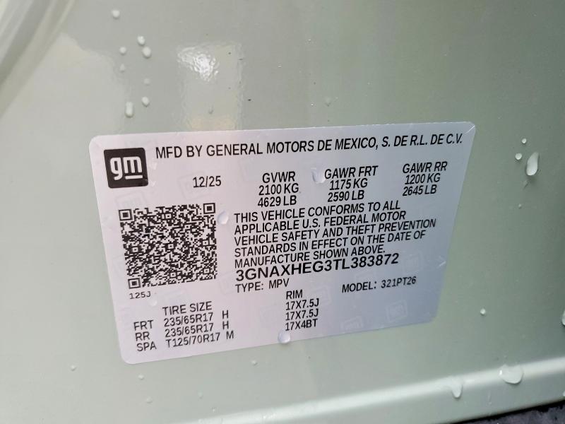 Aukcja sprzedaży 2026 Chevrolet Equinox, vin: 3GNAXHEG3TL383872, numer aukcji: 51407616