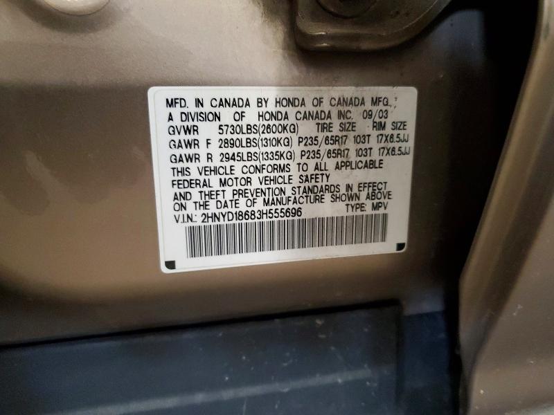 Продажа на аукционе авто 2003 Acura Mdx, vin: 2HNYD18683H555696, номер лота: 53262256