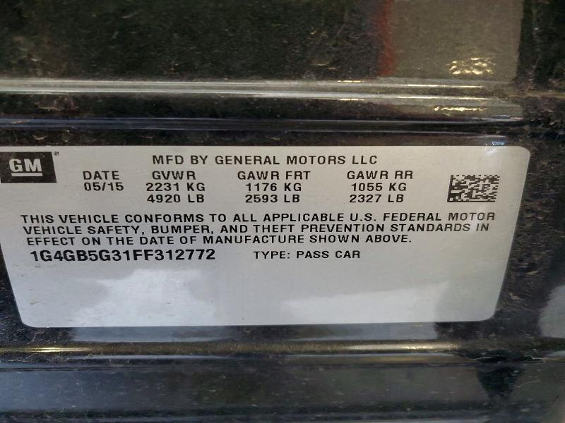 2015 Buick Lacrosse მანქანა იყიდება აუქციონზე, vin: 1G4GB5G31FF312772, აუქციონის ნომერი: 53401256