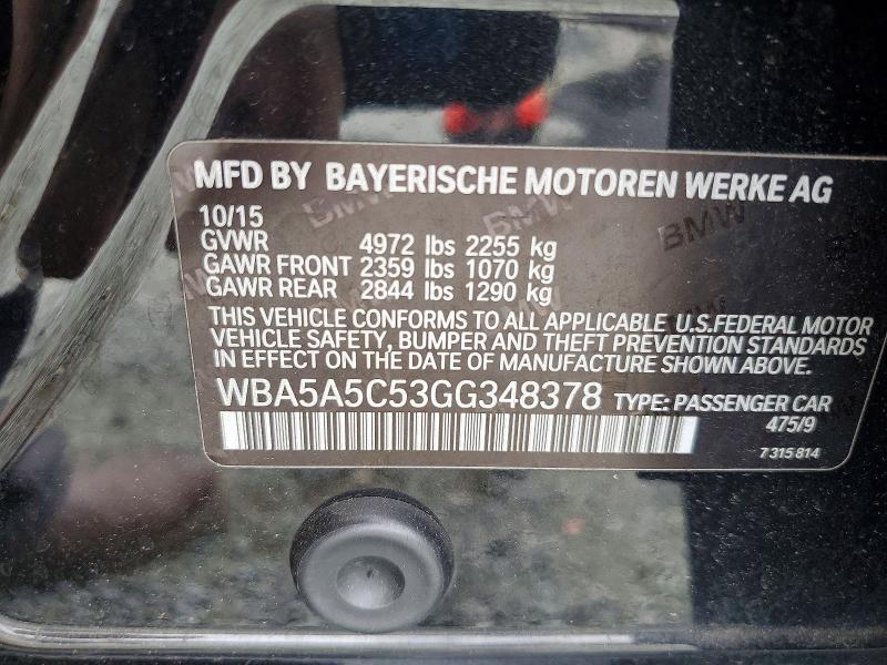 Продаж на аукціоні авто 2016 Bmw 528, vin: WBA5A5C53GG348378, номер лоту: 53606376