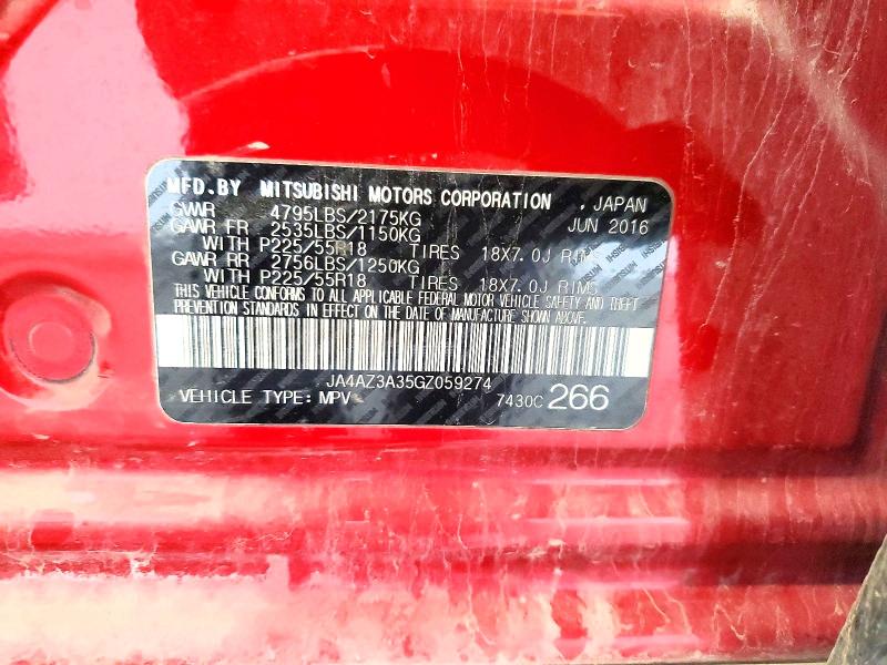 Aukcja sprzedaży 2016 Mitsubishi Outlander, vin: JA4AZ3A35GZ059274, numer aukcji: 52382846