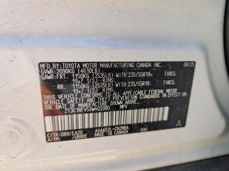 Aukcja sprzedaży 2025 Toyota Rav4, vin: 2T3C1RFV5SW402080, numer aukcji: 53447246