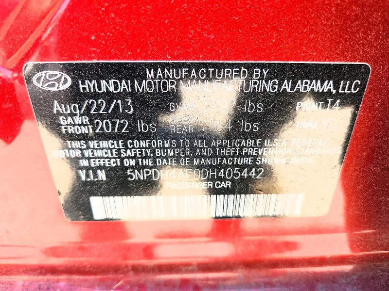 Продаж на аукціоні авто 2013 Hyundai Elantra, vin: 5NPDH4AE0DH405442, номер лоту: 54314686