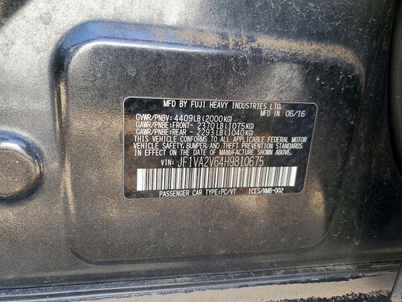 53746056 :رقم المزاد ، JF1VA2V64H9810675 vin ، 2017 Subaru Wrx مزاد بيع