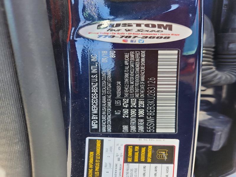 Продажа на аукционе авто 2019 Mercedes-benz C, vin: 55SWF8EB3KU283126, номер лота: 52802656