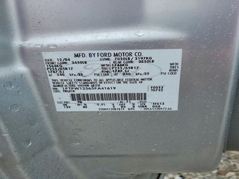 54327266 :رقم المزاد ، 1FTPW12565FA41619 vin ، 2005 Ford F150 مزاد بيع