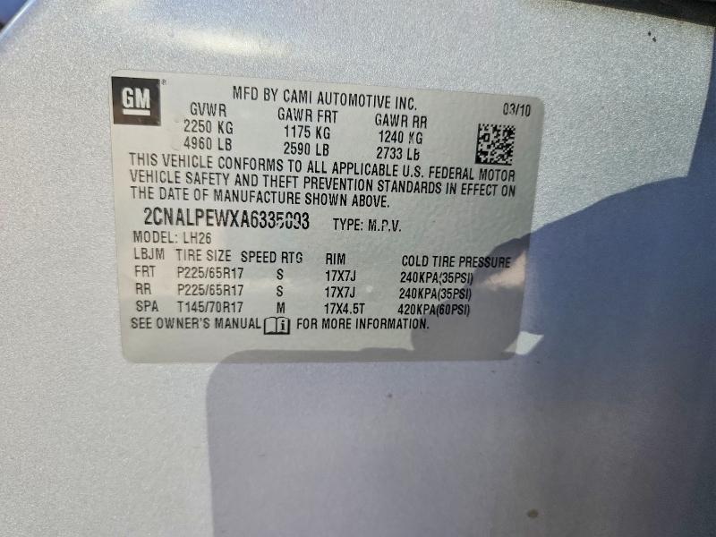 Aukcja sprzedaży 2010 Chevrolet Equinox, vin: 2CNALPEWXA6335093, numer aukcji: 55115296