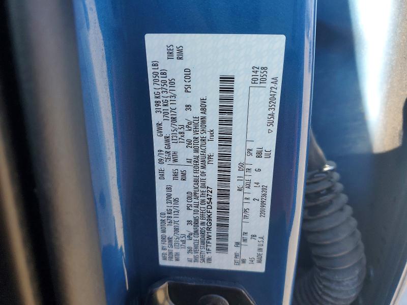 2019 Ford F150 მანქანა იყიდება აუქციონზე, vin: 1FTFW1RG9KFD54727, აუქციონის ნომერი: 51806106