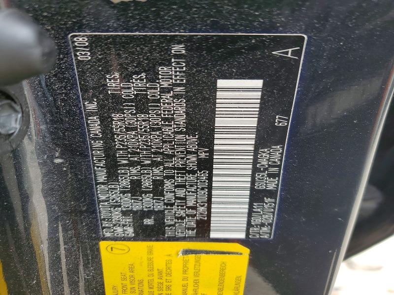 53774496 :رقم المزاد ، 2T2HK31U09C103465 vin ، 2009 Lexus Rx مزاد بيع