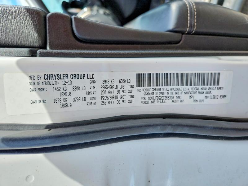 2014 Jeep Grand Cherokee მანქანა იყიდება აუქციონზე, vin: 1C4RJFBG2EC355310, აუქციონის ნომერი: 51612306